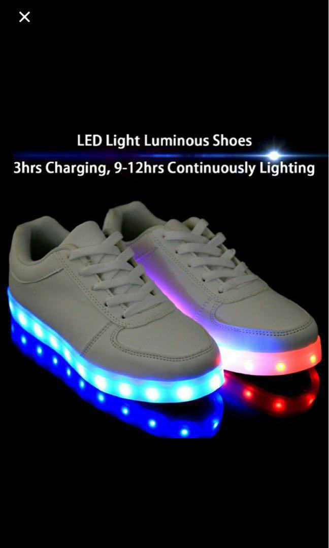 LED light up white shoes (sneakers 