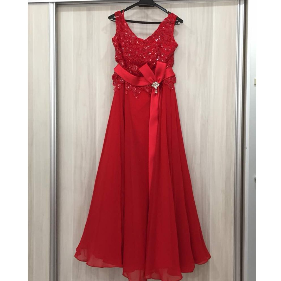 Red with Silver Evening Dresses