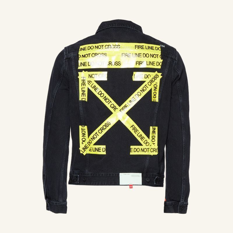 Off White Firetape Denim Jacket Men s Fashion Coats Jackets and