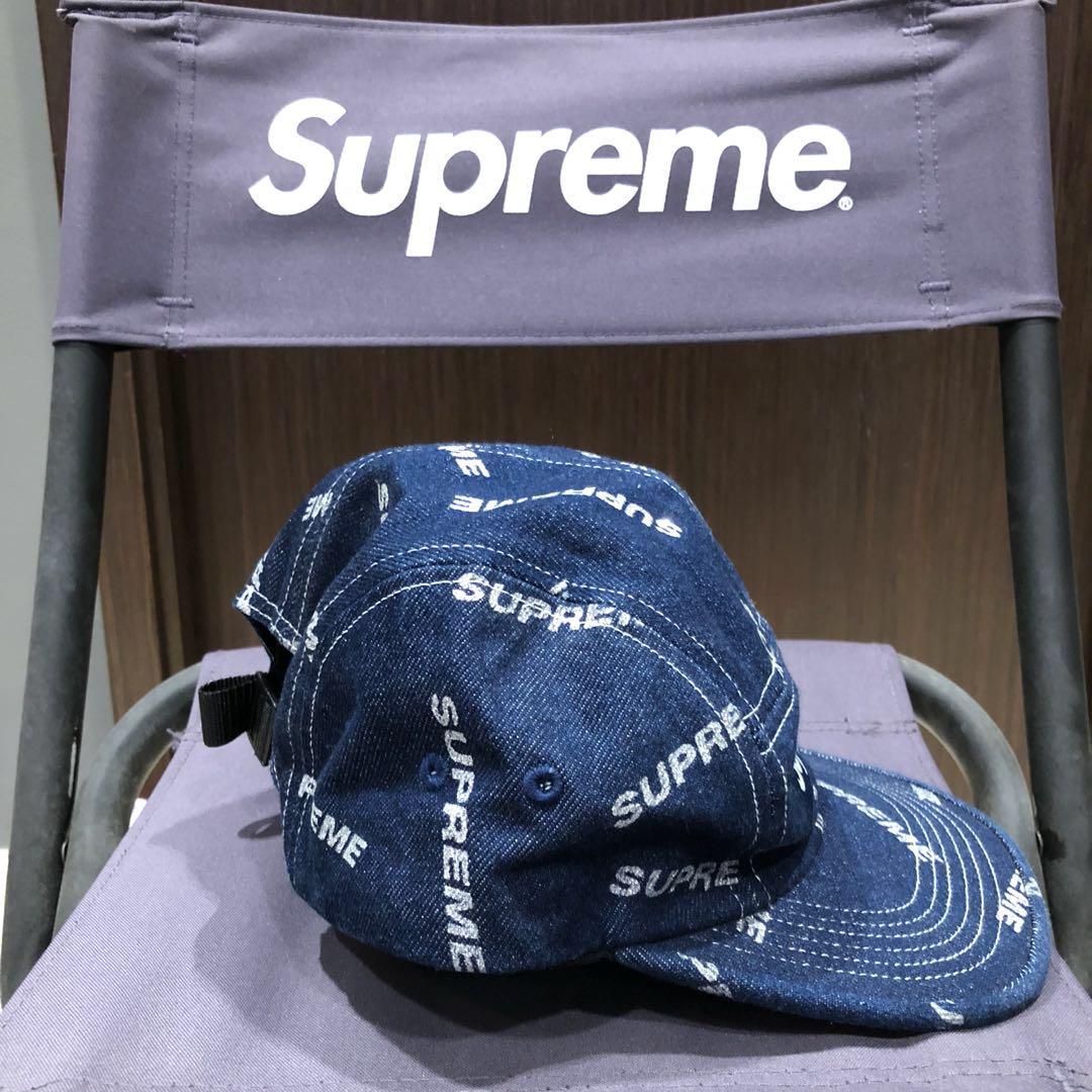 Rare! Supreme Metallic All-over Print Denim Box Logo Camp Cap