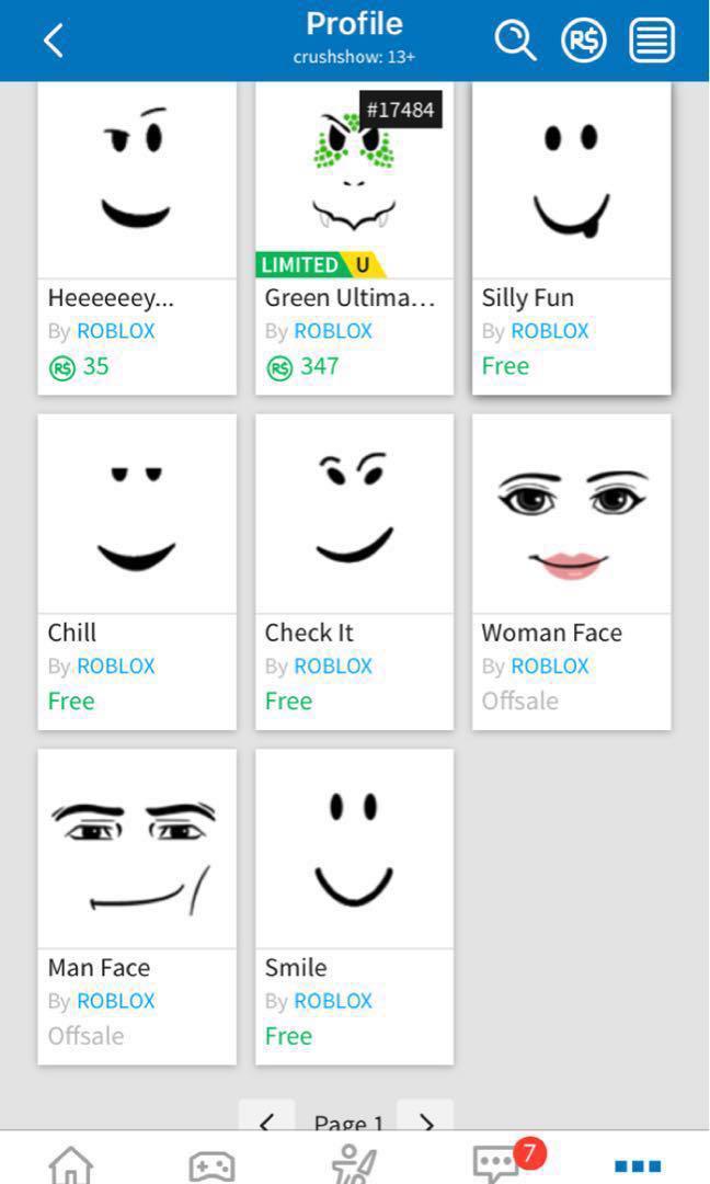 Roblox Account Name Is Crushshow Toys Games Video Gaming Video Games On Carousell - name that face roblox