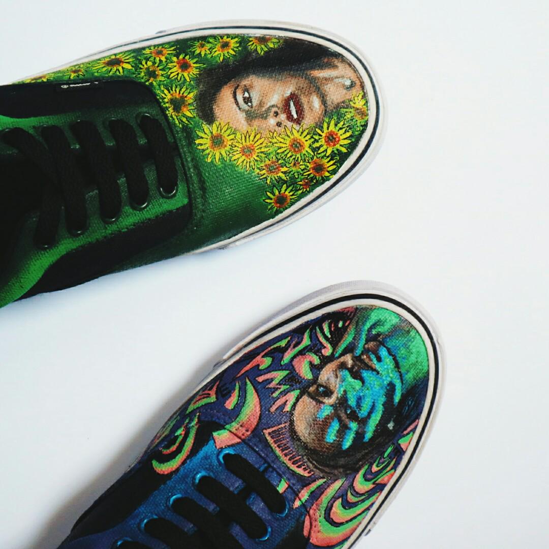 Vans Authentic Custom Hand Painting Fesyen Pria Sepatu Sneakers Di Carousell