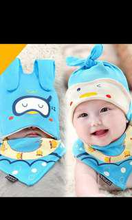 Baby bib with head cover set