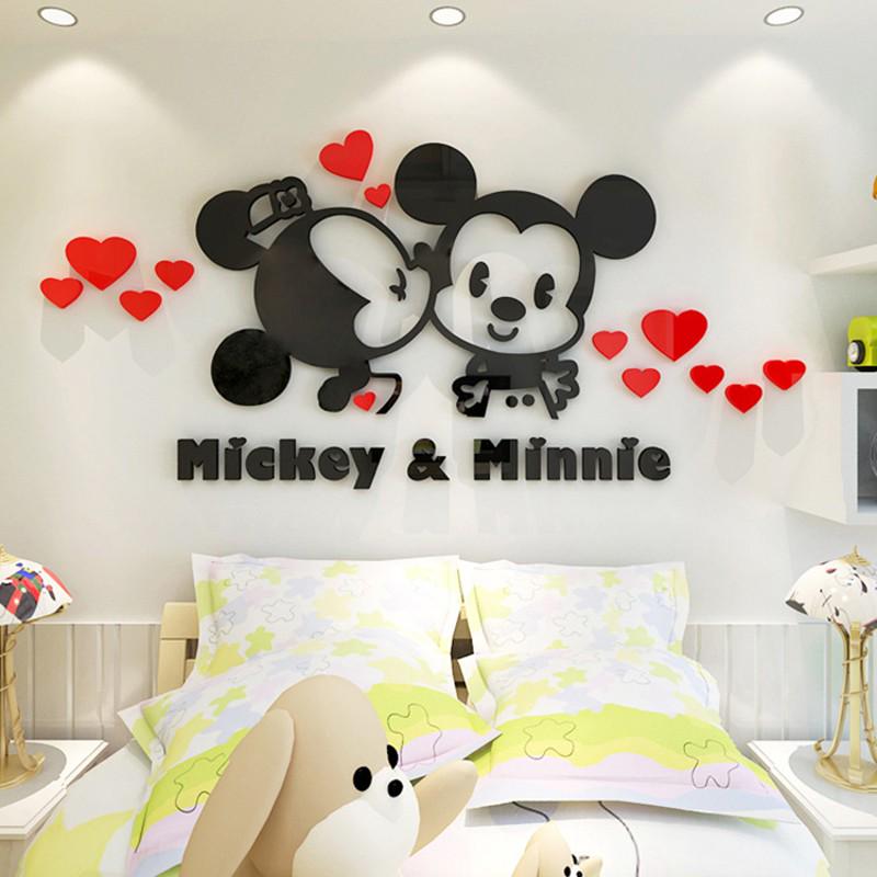 2pcs Cartoon Diy Wall Stickers Acrylic Lovely Decals Sticker Home