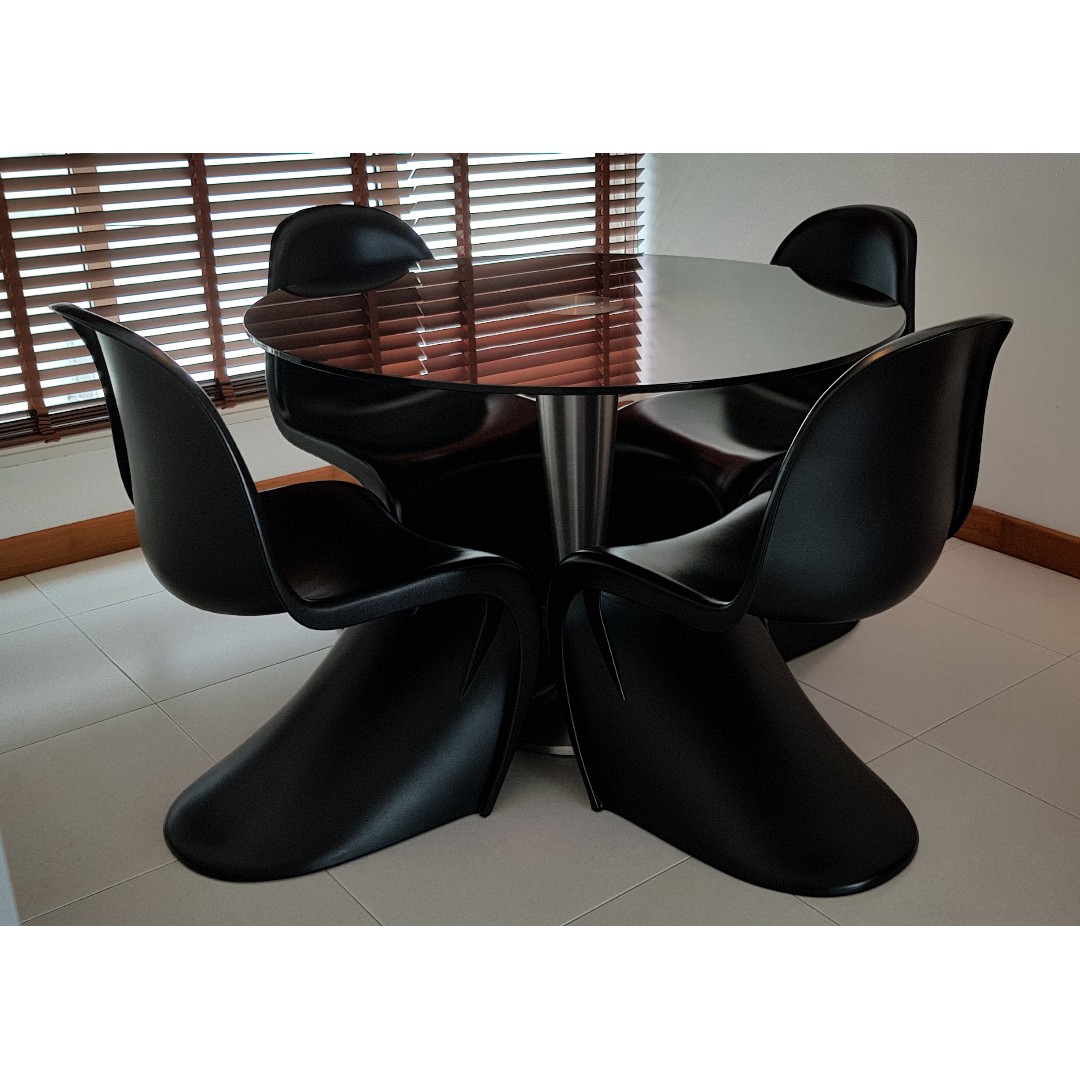 Designer Arnott Dining Table & Panton Chair Set, Furniture & Home