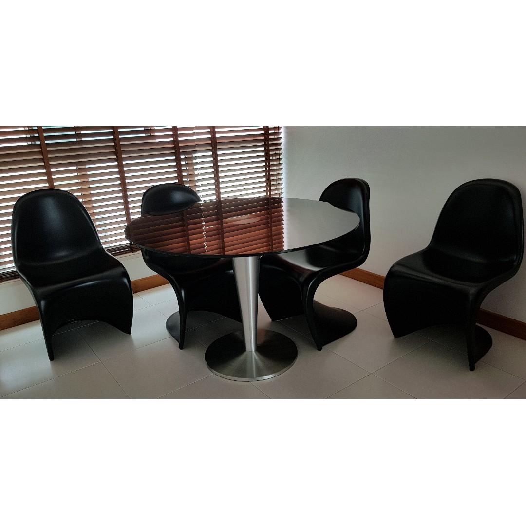 Designer Arnott Dining Table & Panton Chair Set, Furniture & Home