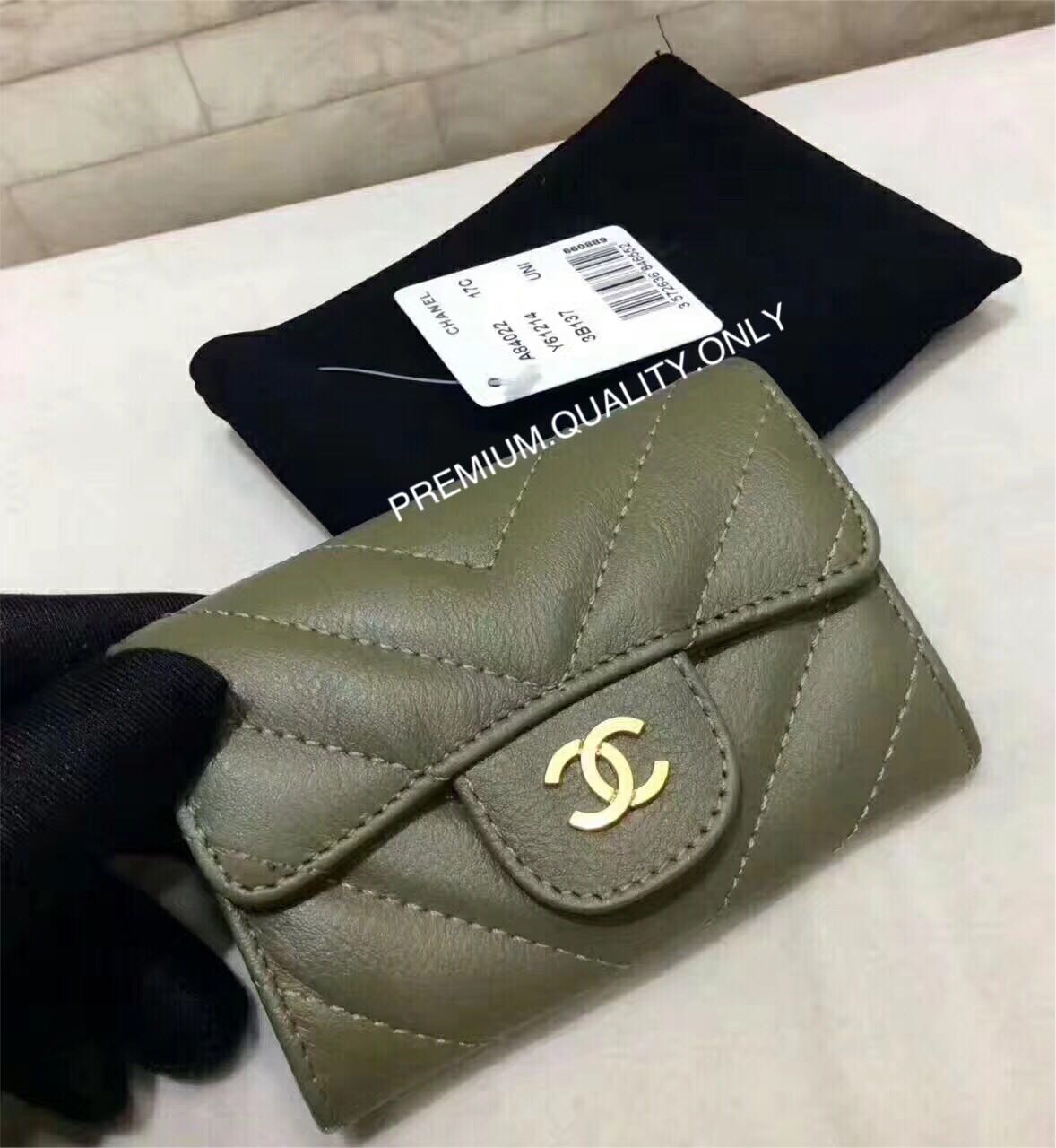 chanel chevron card holder