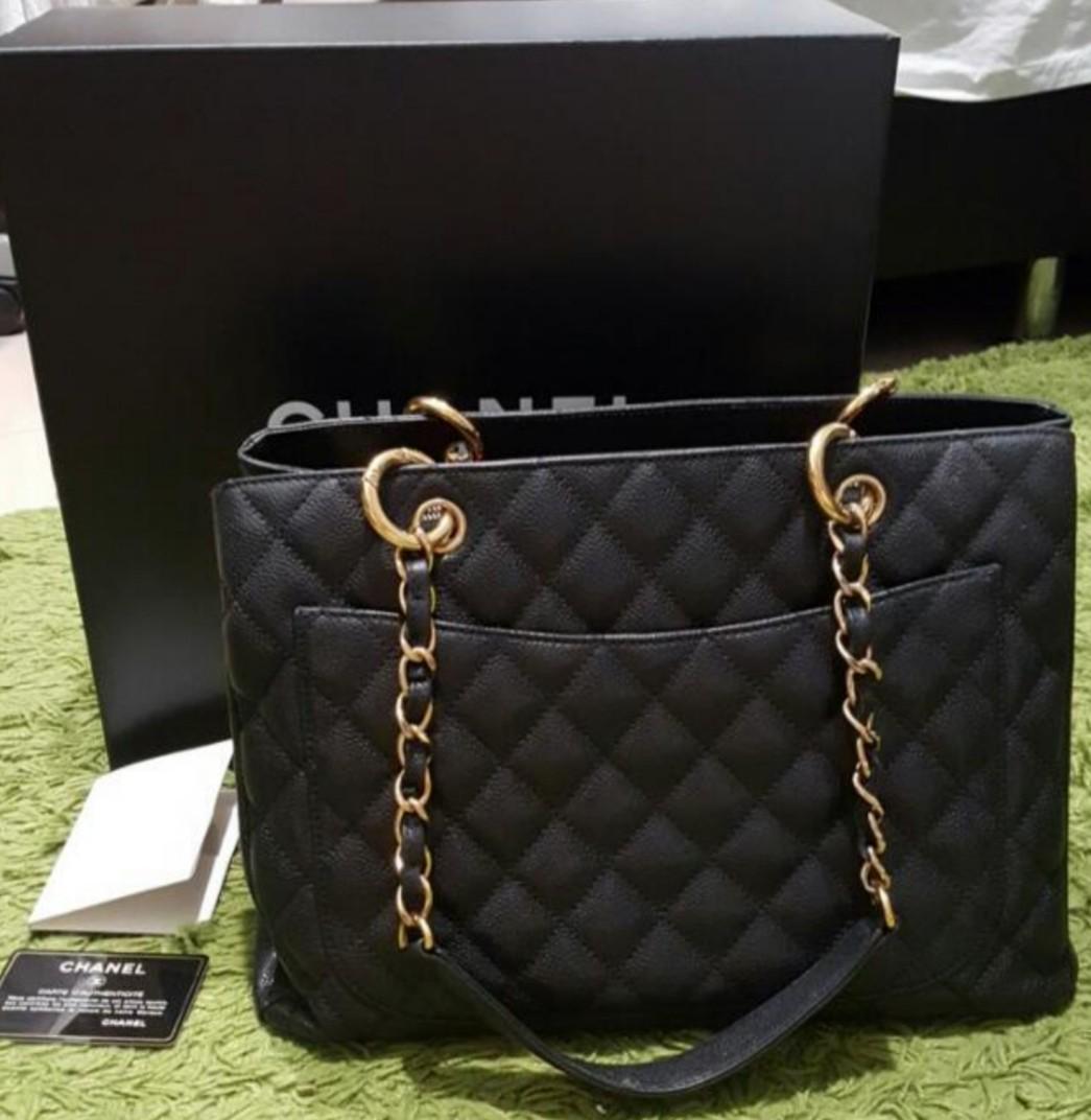 Classic Chanel GST (Grand Shopping Tote) Black caviar, Gold hardware,  Luxury, Bags & Wallets on Carousell