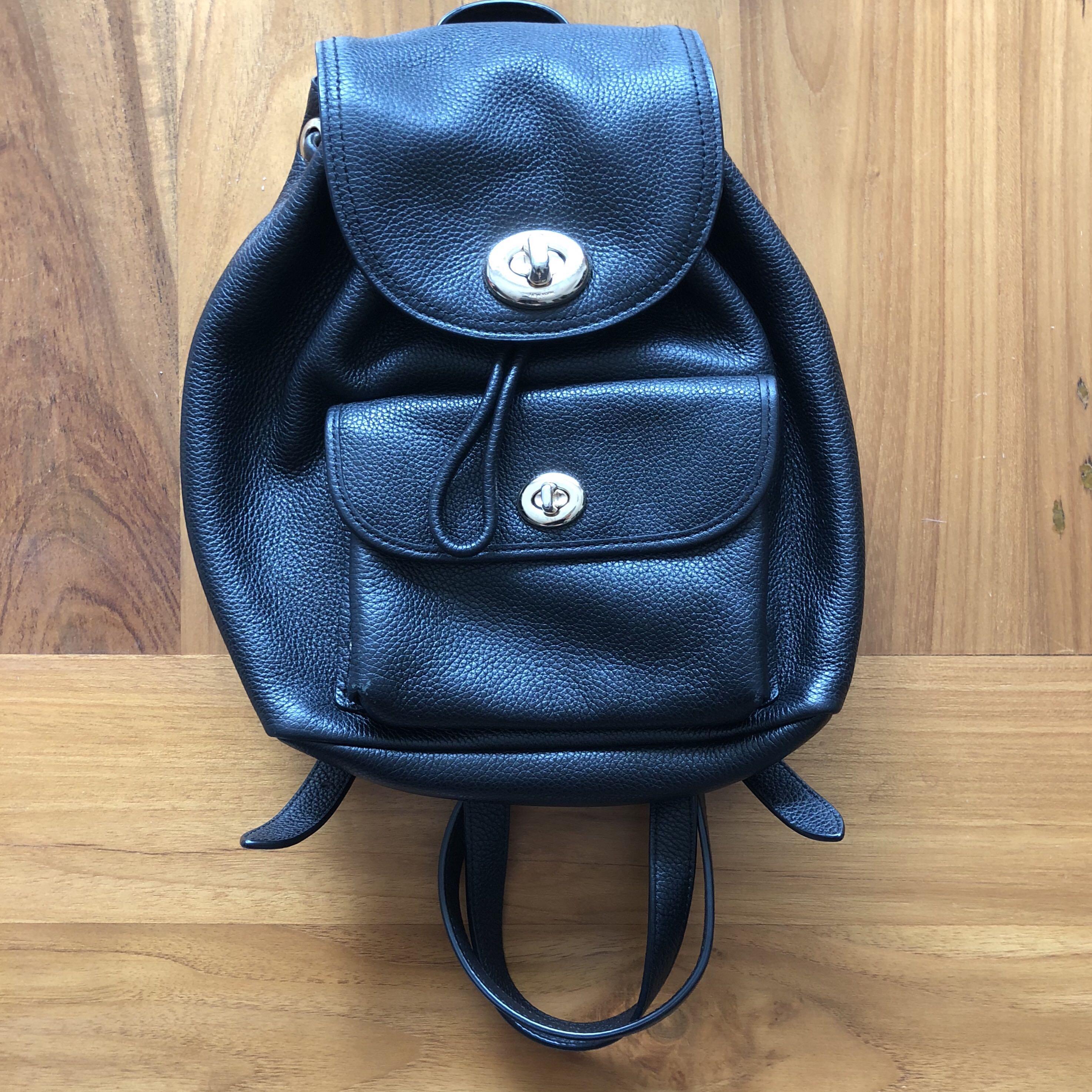 Coach mini turnlock rucksack black hot sale