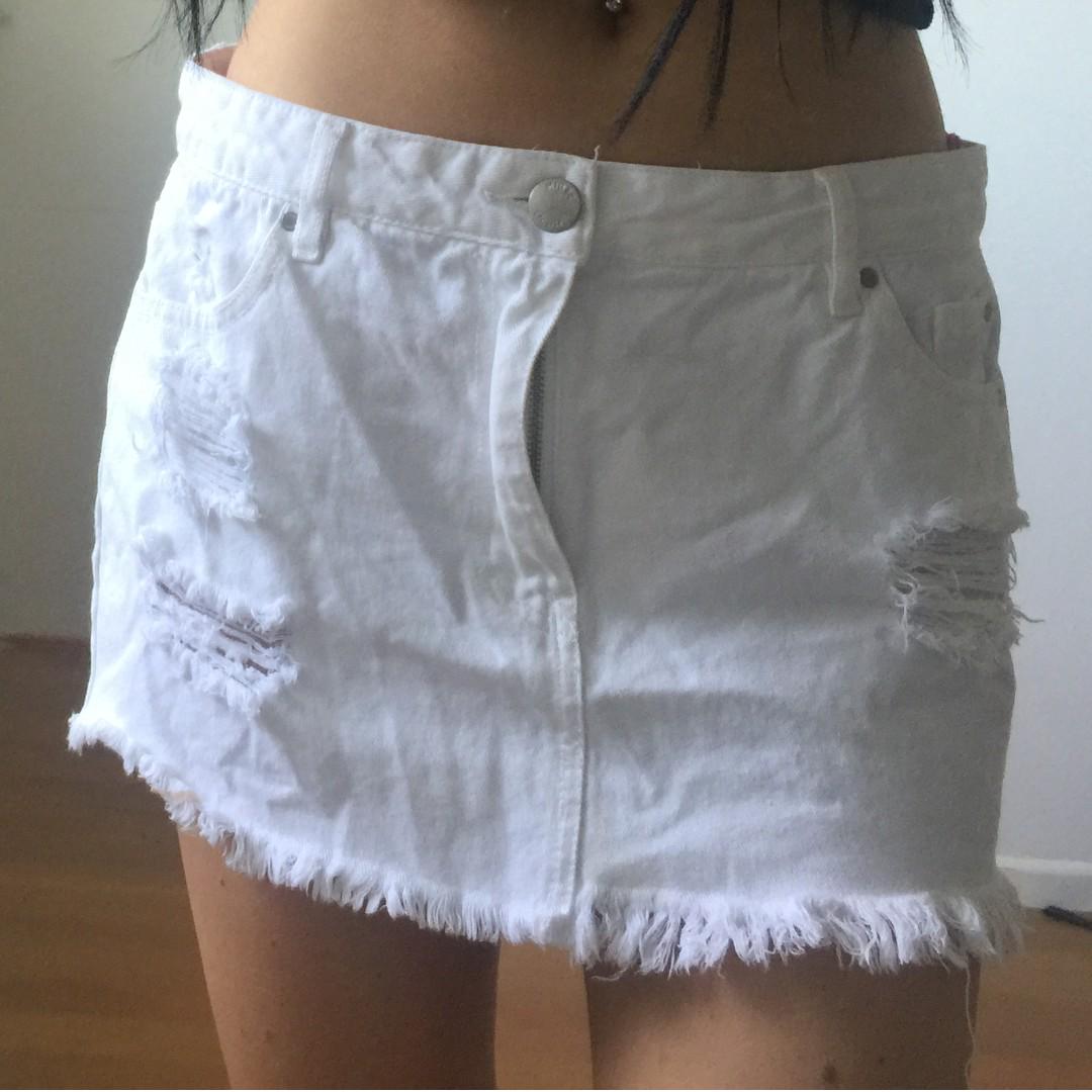 Glassons white cheap denim skirt