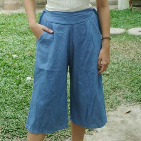 High waisted denim square pants, Women's Fashion, Bottoms, Other Bottoms on  Carousell