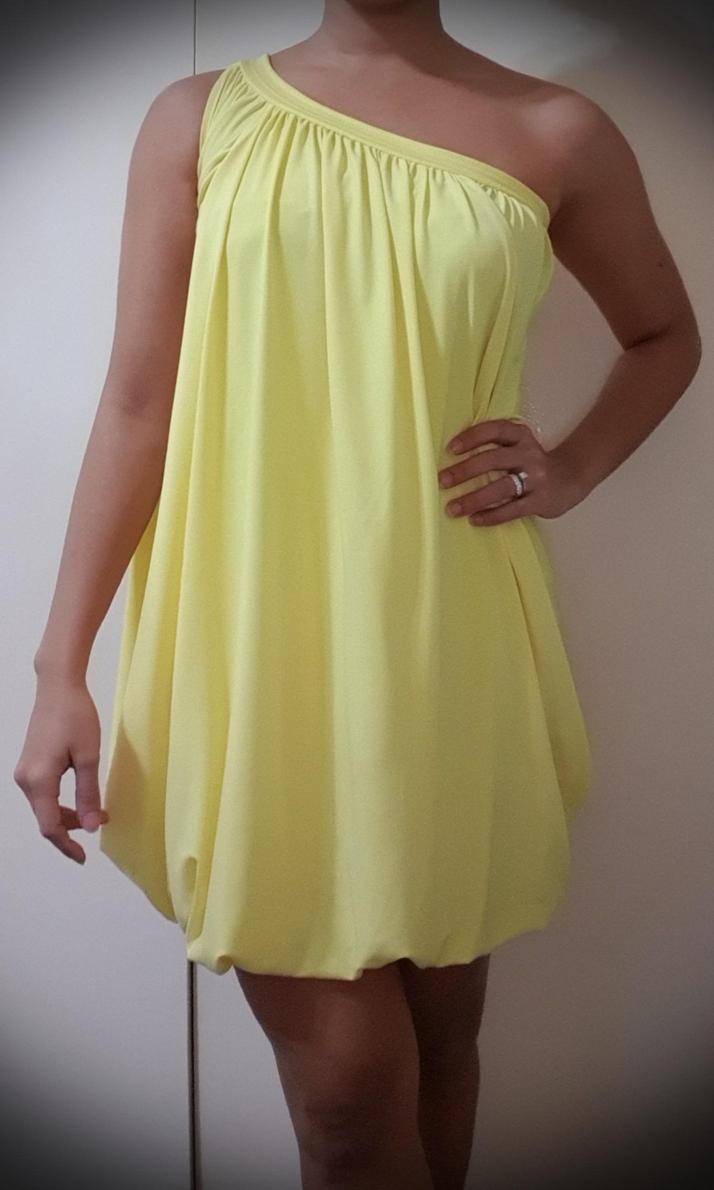 Karimadon Women s Asymmetrical Bubble Cocktail Dress Yellow Women s Fashion Dresses Sets Evening dresses gowns on Carousell