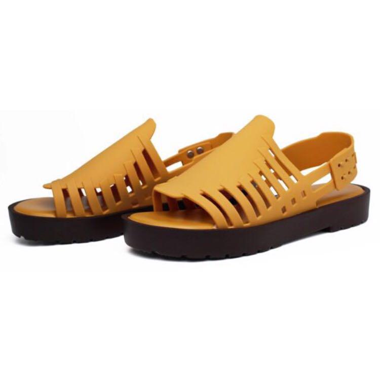 Melissa Huarache Sandals White and Mustard Women s Fashion Footwear Flipflops and Slides on Carousell