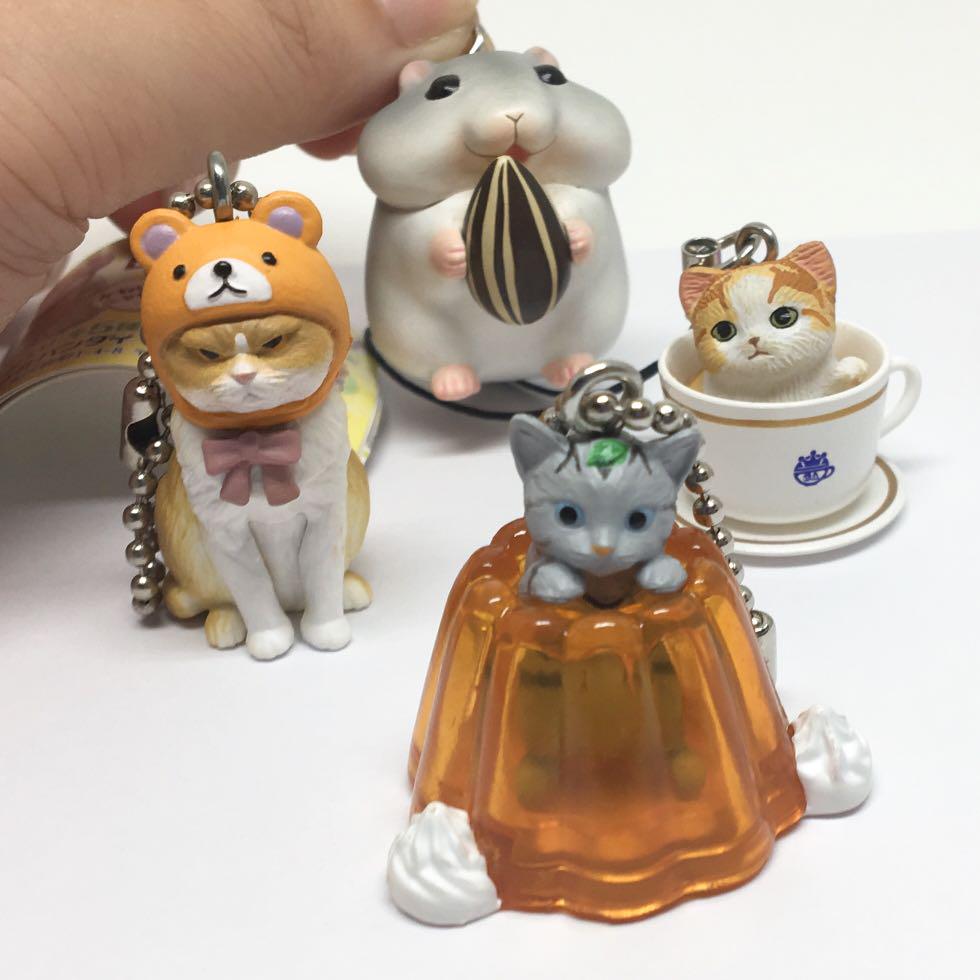 Neko Cat Miniature Hamster Mascot Meow Keychain Keyring Grumpy