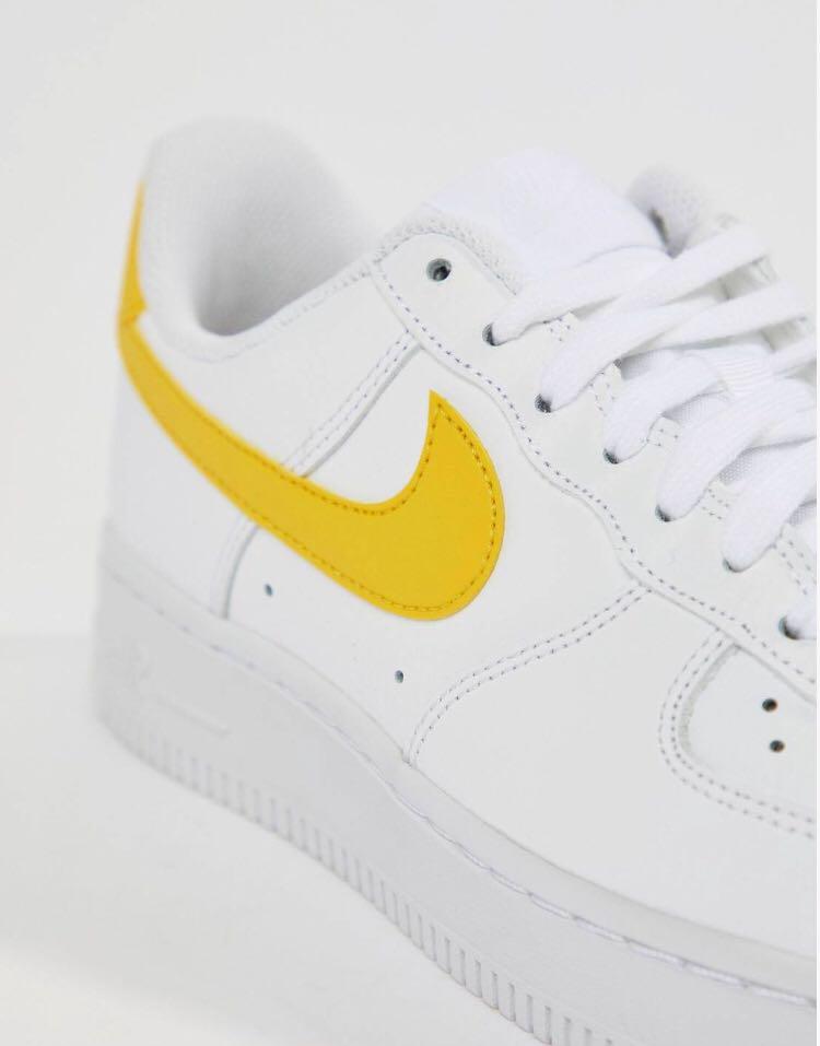 Nike Air Force 1 Trainers White and Yellow Women s Fashion