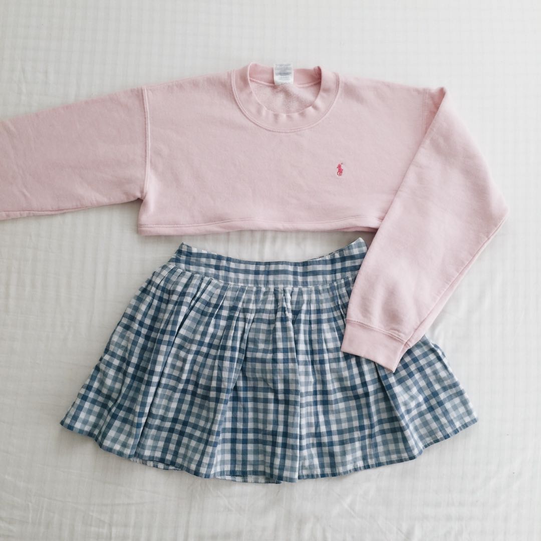 light blue gingham skirt