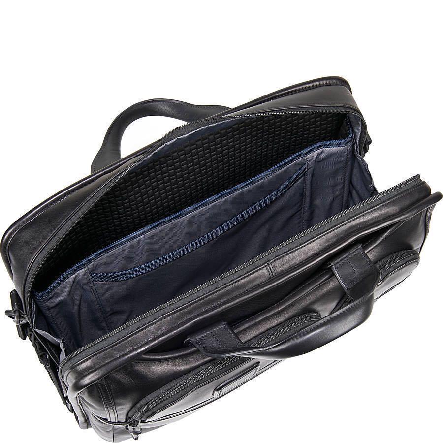 Tumi Alpha Compact Leather Laptop Bag (Black), Men's Fashion