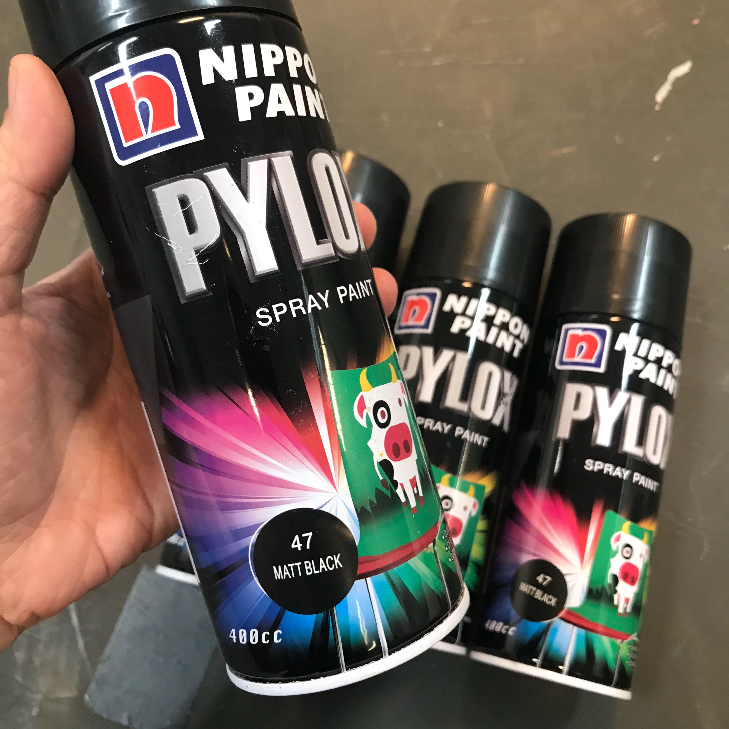 15 for 4 Nippon Pylox Spray Paint (Matte Black), Hobbies & Toys