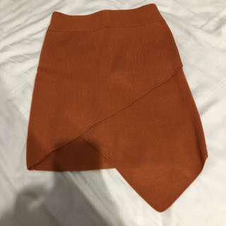 BN asymmetrical knitted brown skirt