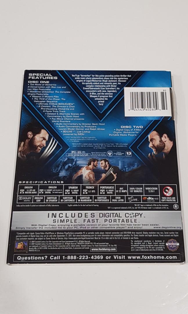(Bluray) XMen Origins Wolverine Ultimate 2Disc Edition, Hobbies