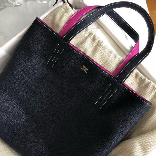 Hermes Double Sens 36 Bleu Nuit and Rose Azalee Reversible Clemence,  Luxury, Bags & Wallets on Carousell