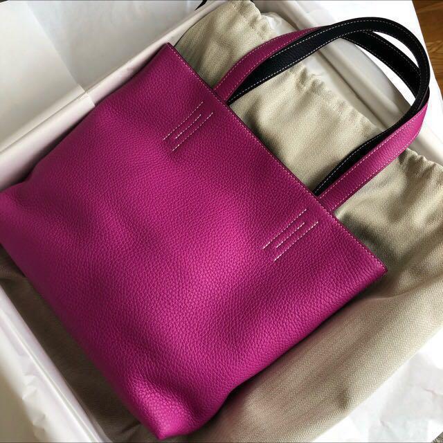 Hermes Double Sens Rose and Cigare Sikkim Leather tote