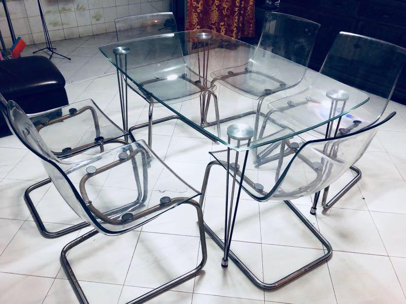 Cheapest But Classy Glass Dining Set Furniture Tables Chairs On Carousell