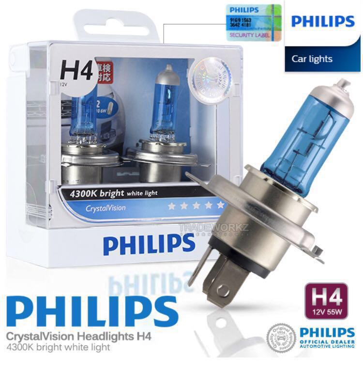H4 H11 Philips Crystal Vision White Light Halogen Bulb 4300k Car