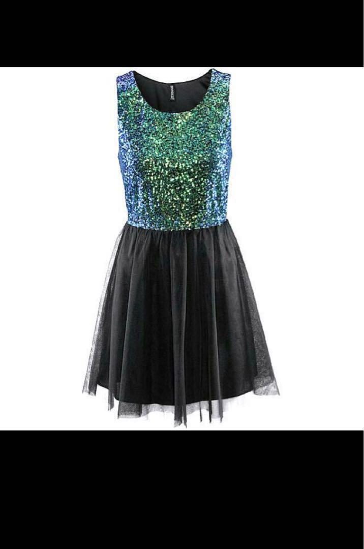 H&m blue sequin dress clearance
