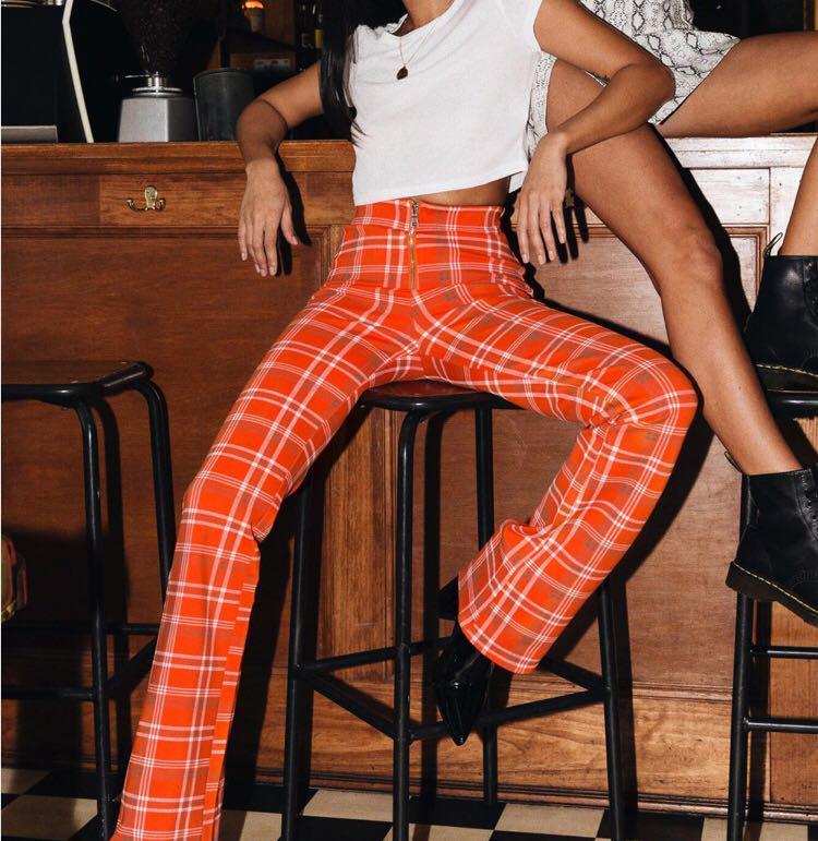 I am gia orange plaid pants Clearance