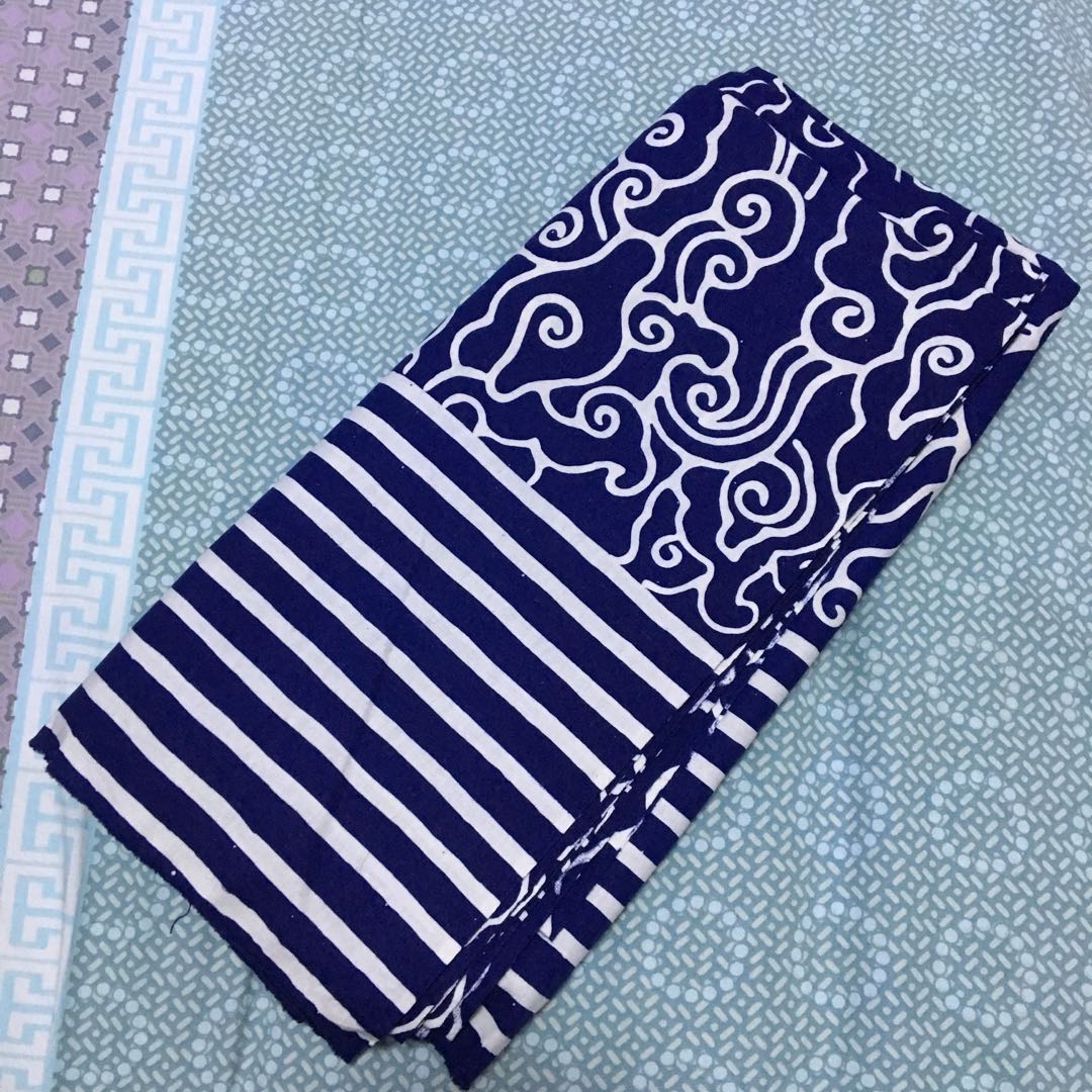 Kain Batik Pastel Motif Mega Mendung Kombinasi Strip Olshop Fashion