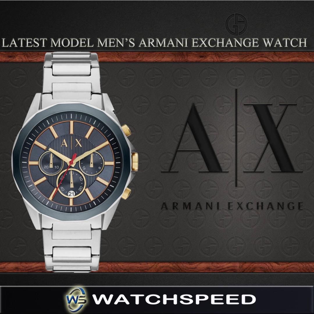 blue and gold armani watch