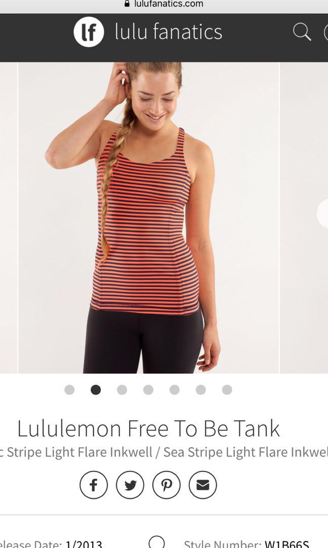Lululemon 6 bnwt free to be tank light flare inkwell yoga, Women's