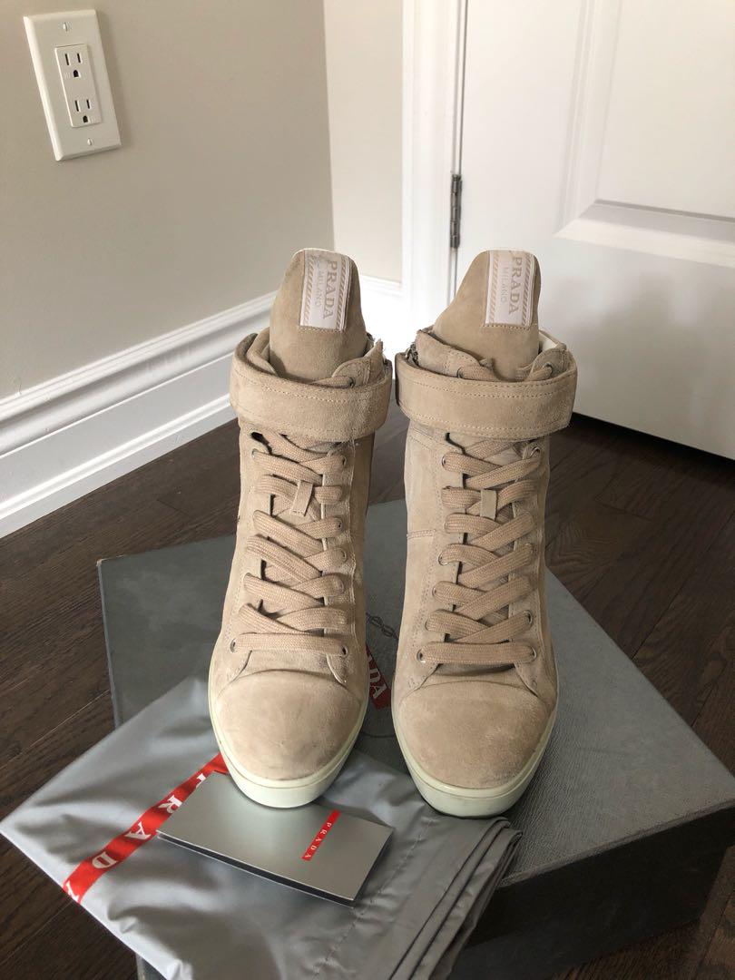 Prada best sale wedge sneakers