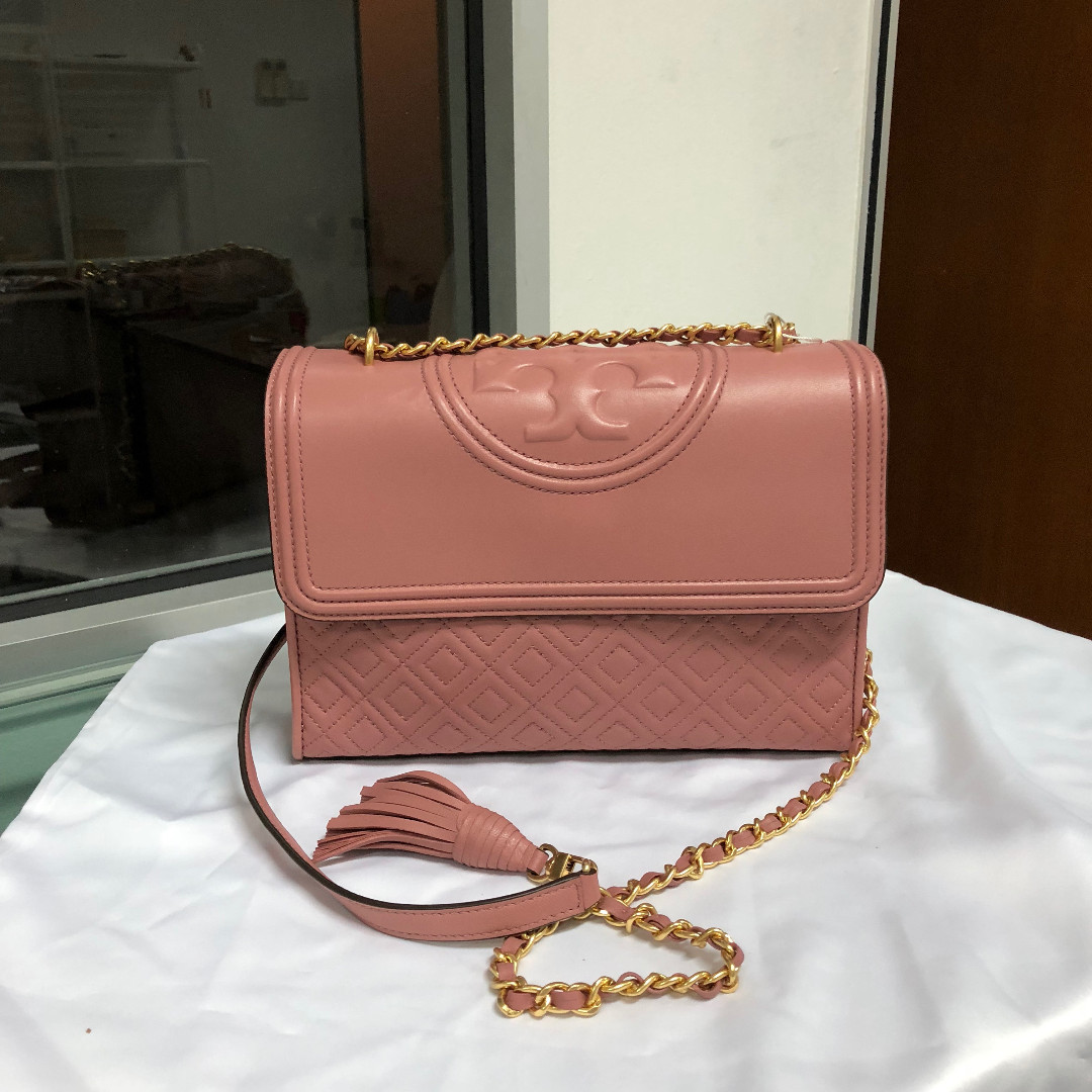 Tory Burch Fleming Converitbile Shoulder Bag Pink Magnolia, Luxury, Bags &  Wallets on Carousell