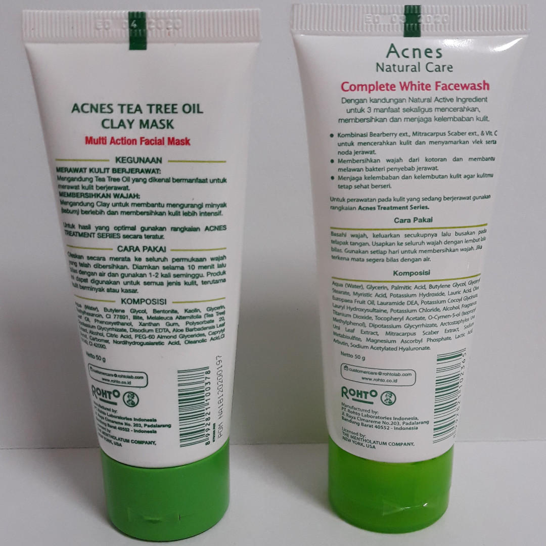 Bn Mentholatum Acnes Complete White Facewash Tea Tree Oil Mask Health Beauty Face Skin Care On Carousell