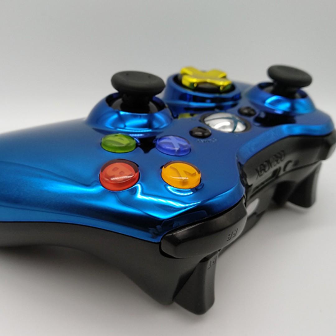 Chrome Blue Xbox 360 Wireless Controller With Gold D Plate Video Gaming Gaming Accessories Controllers On Carousell