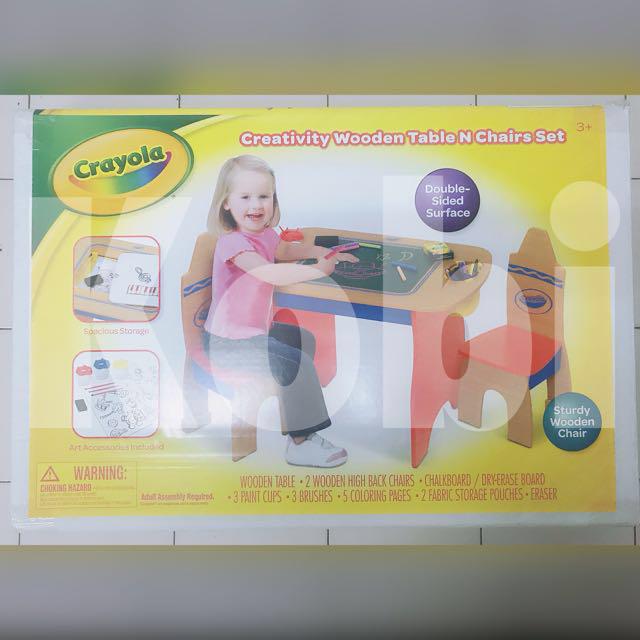 Crayola creativity wooden table and chairs set new arrivals