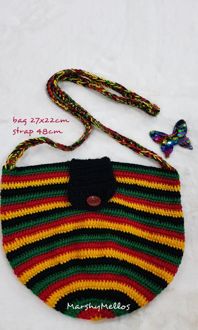 Crochet Rasta Sling Bag Hobbies Toys Stationery Craft Handmade Craft on Carousell