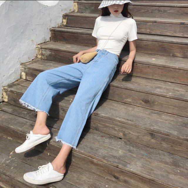 denim culotte pants