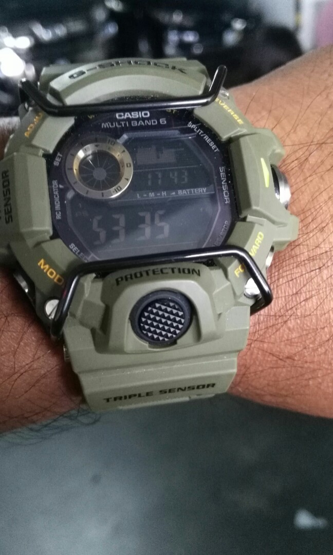 G Shock GW9400 Olive Green with Bullbar and Custom Buckle N keeper