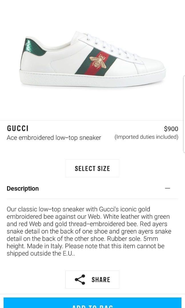 GUCCI Ace Embroidered low-top sneaker, Men's Fashion, Footwear ...