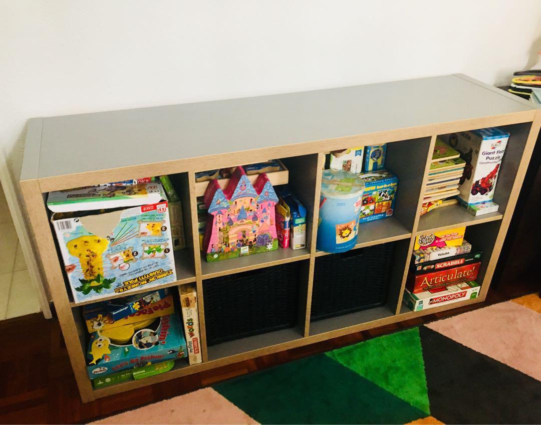 Kallax shelving unit with 2x Branas basket, Furniture & Home Living