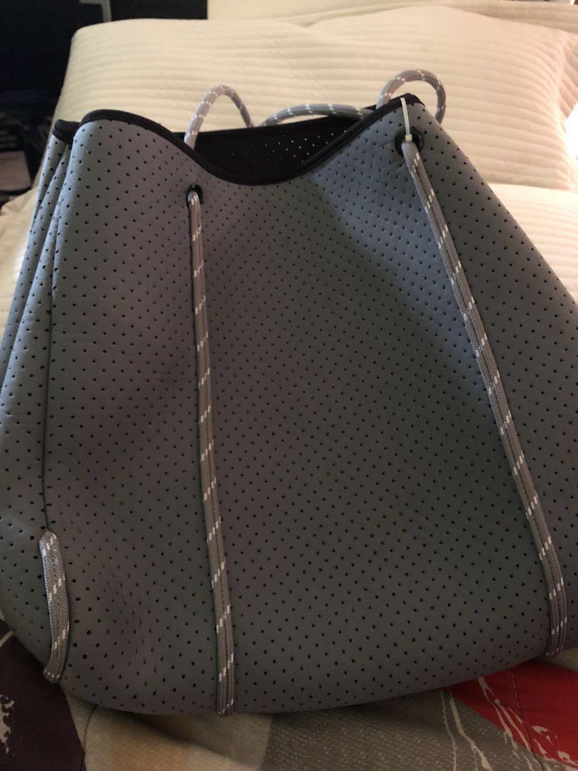 Luxe punched sales neoprene tote bag