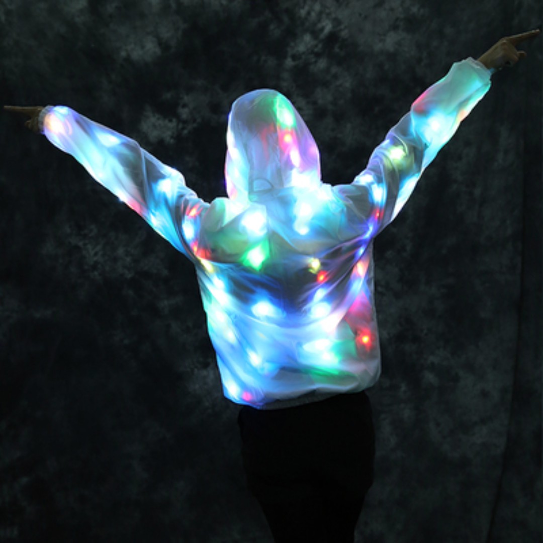 Pre order TikTok LED party clubbing White Hoodie jacket top plus size ...