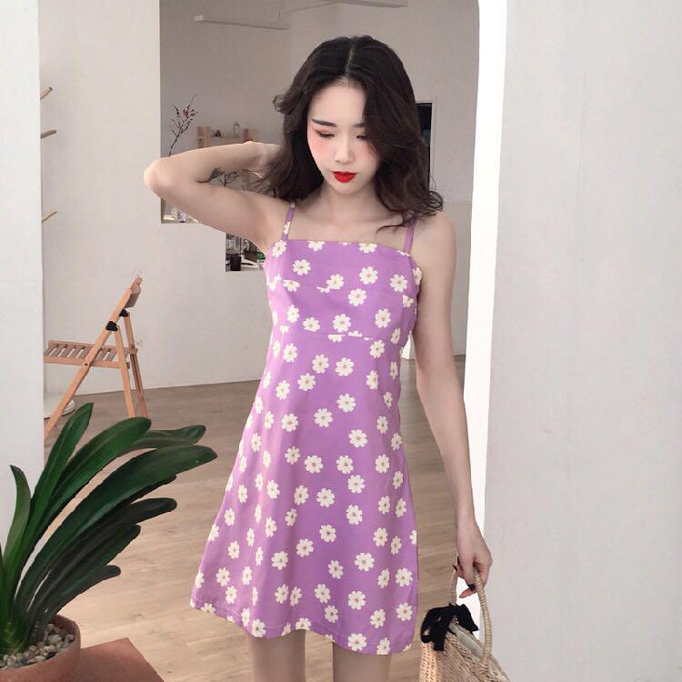 purple dress with daisies
