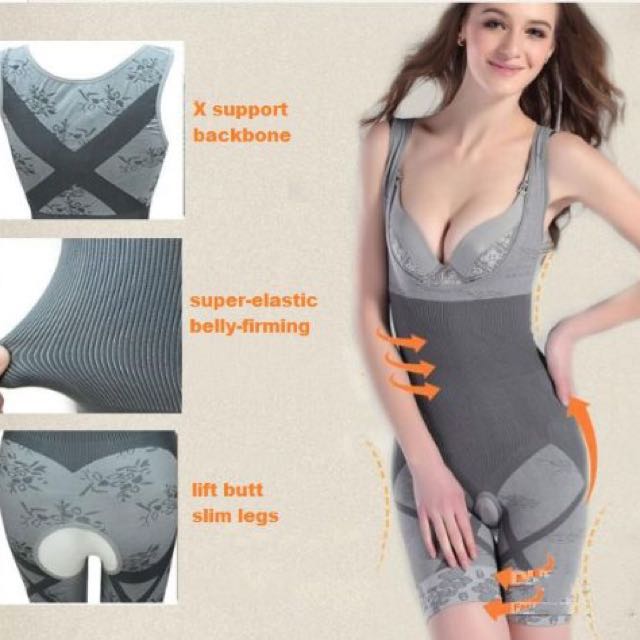 RESERVED* Natural Bamboo Charcoal Body Shaper Underwear Slim Slimming Suit  Bodysuits, Women's Fashion, New Undergarments & Loungewear on Carousell