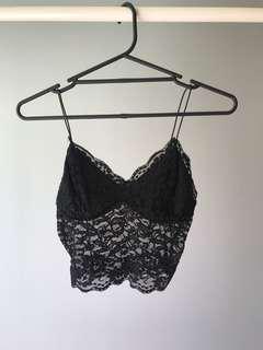 ValleyGirl - Lacy Cropped Singlet (Black - Size S)