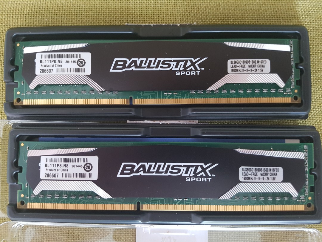 Crucial Ballistix Sport 16GB Kit 8GBx2 DDR3 1600 MT s PC3 12800 BLS2KIT8G3D1609DS1S00 Computers Tech Parts Accessories Networking on Carousell