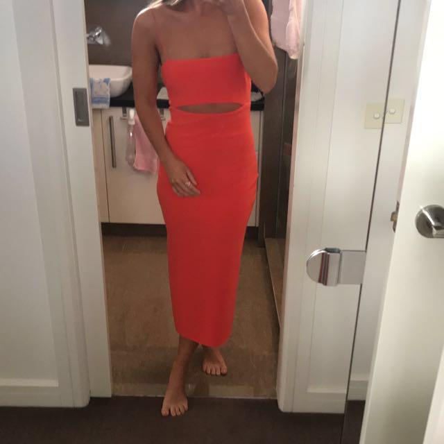 orange split dress
